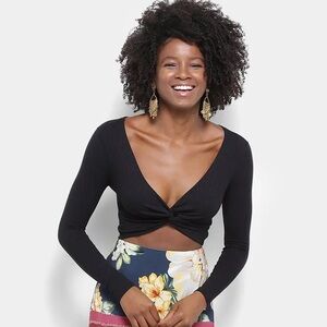 FARM Rio Long Sleeve Crop Top S